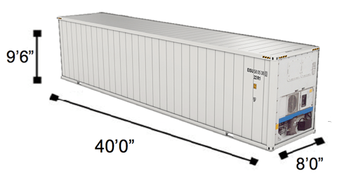 kích thước container lạnh 40 feet